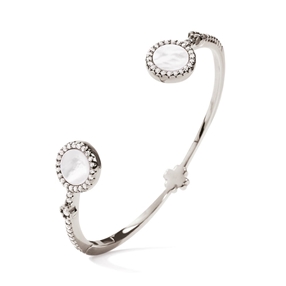 Heart4Heart Mirrors Silver 925 Rhodium Plated Two Sided Cuff Bracelet-